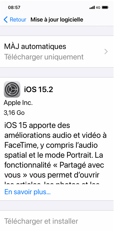 Apple vient de déployer iOS 15.2 sur iPhone