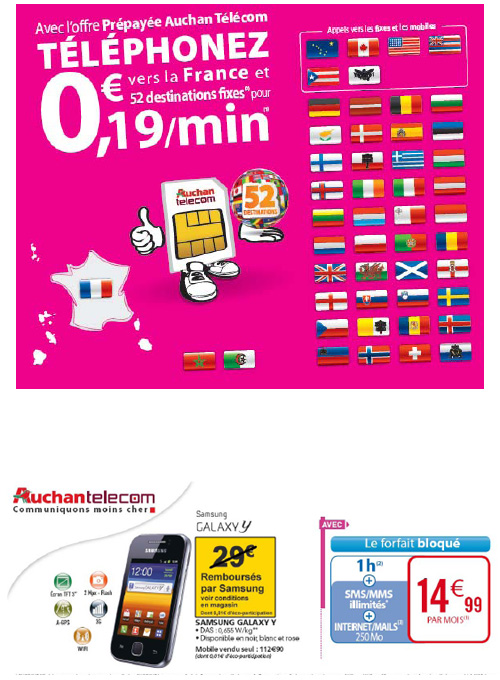 Auchan Telecom baisse le prix de ses offres prépayées sur 52 destinations