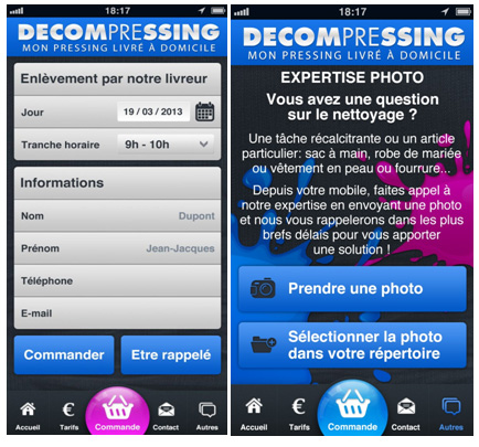 Decompressing lance une application iPhone pour passer commande