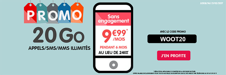 Forfait NRJ Mobile 20 Go est à 9.99 € par mois Le Forfait NRJ Mobile 20 Go est à 9.99 euros par mois jusqu'au 21 février