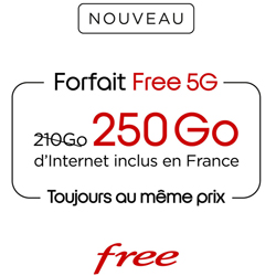 Free augmente à 250 Go/mois l'Internet inclus dans le Forfait Free 