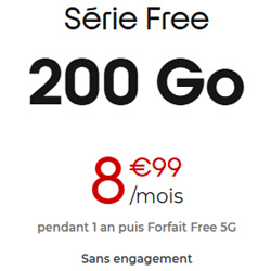 Free  booste son  forfait Srie Free avec  200 Go  et de la 5G incluse