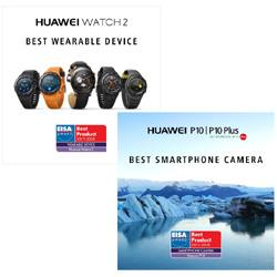 L'EISA rcompense Huawei pour son Huawei P10 et sa Huawei Watch 2