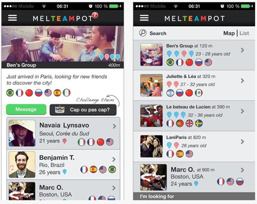 Melteampot : une application pour les rencontres en groupe entre étrangers, touristes et parisiens