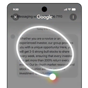 Messages frauduleux Google renforce Android et iOS Circle to Search un vritable bouclier anti-arnaques