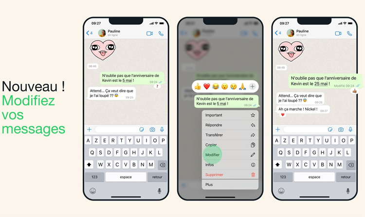 WhatsApp vous permet désormais de modifier un message après son envoi