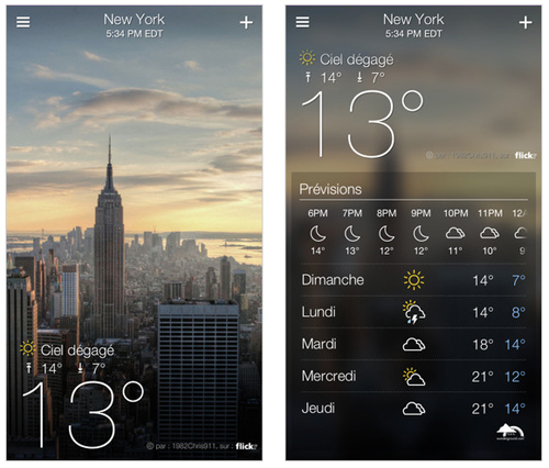 Yahoo! dévoile sa nouvelle application météo pour iPhone : Yahoo! Météo