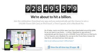 Apple lance un concours pour le milliardième téléchargement sur l'AppStore