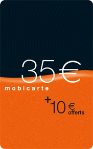 Téléphone Recharge Mobicarte 35 € + 10 € offerts -Plan Soir et Week End-